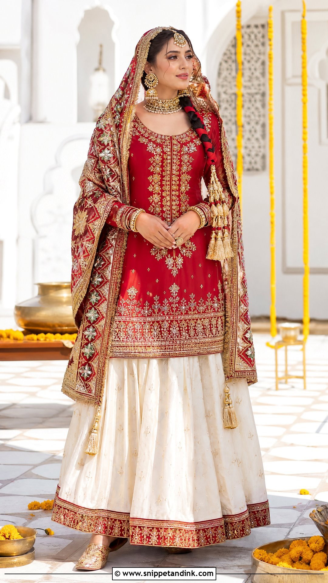 Red Ivory Punjabi Bridal Ghagra Suit - Snippet and Ink - 20 Punjabi Bridal Wedding Suit Ideas