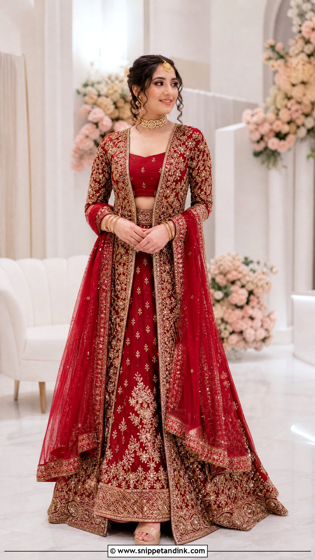 Red Jacket Sangeet Lehenga - Snippet and Ink - 20 Pakistani Bridal Sangeet Outfit Ideas