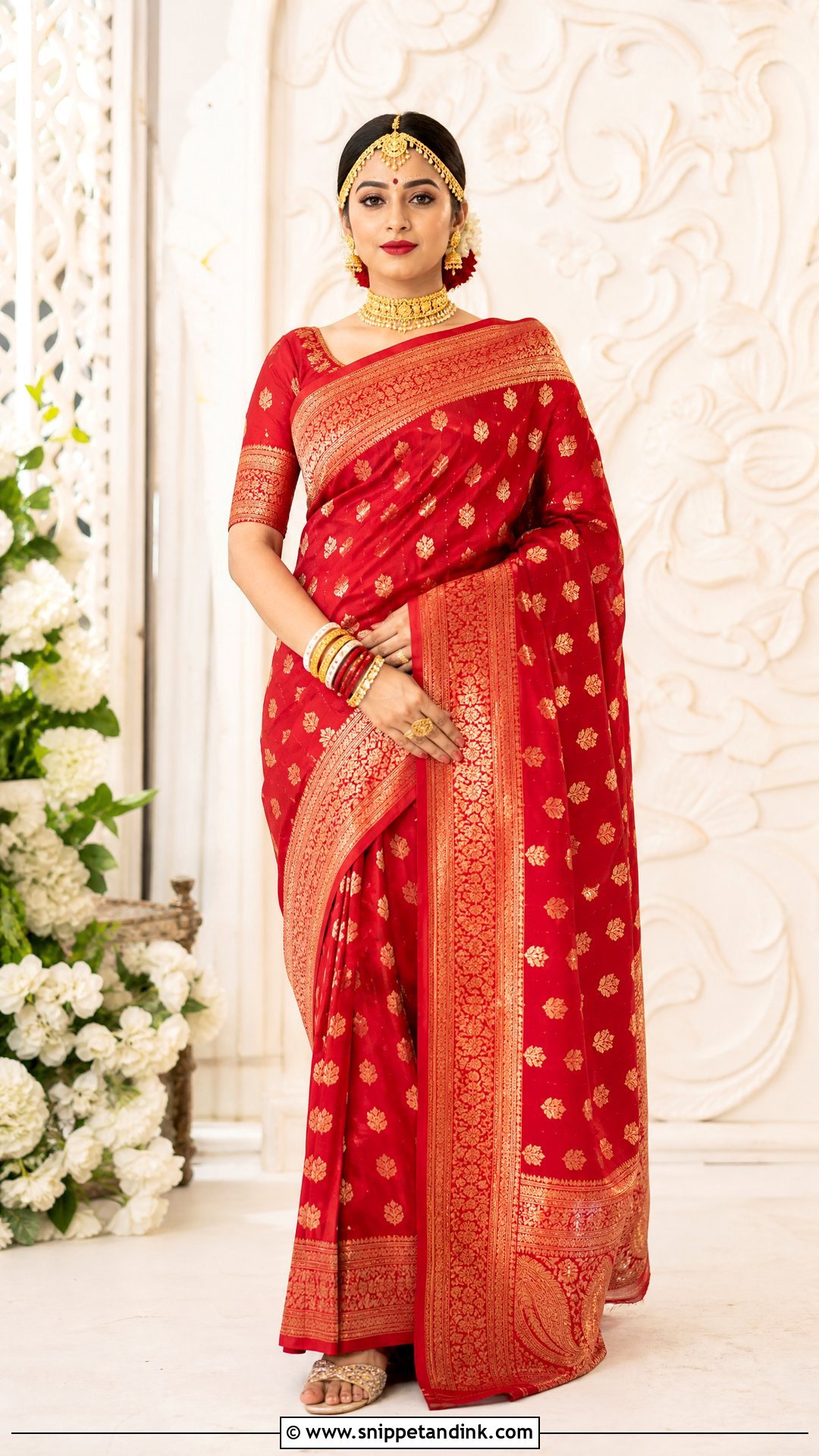 Red Jamdani Bride Saree - Snippet and Ink - 25 Jamdani Bride Ideas