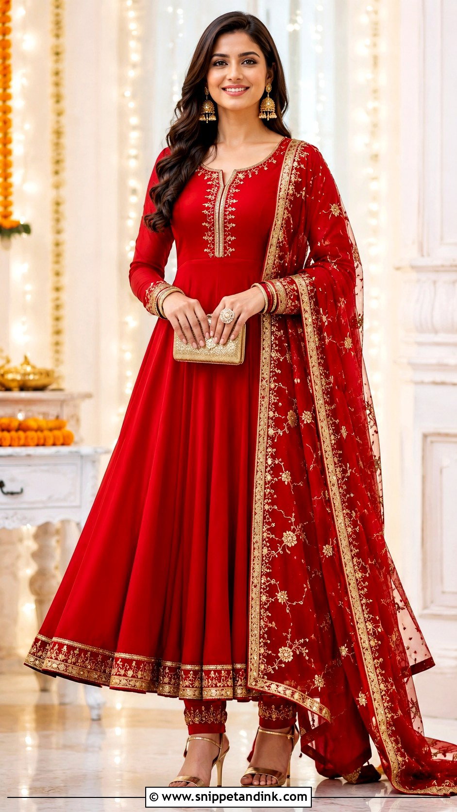 Red Kaliyan Wala Frock Suit With Dupatta - Snippet and Ink - 25 Kaliyan Wala Frock Suit Ideas