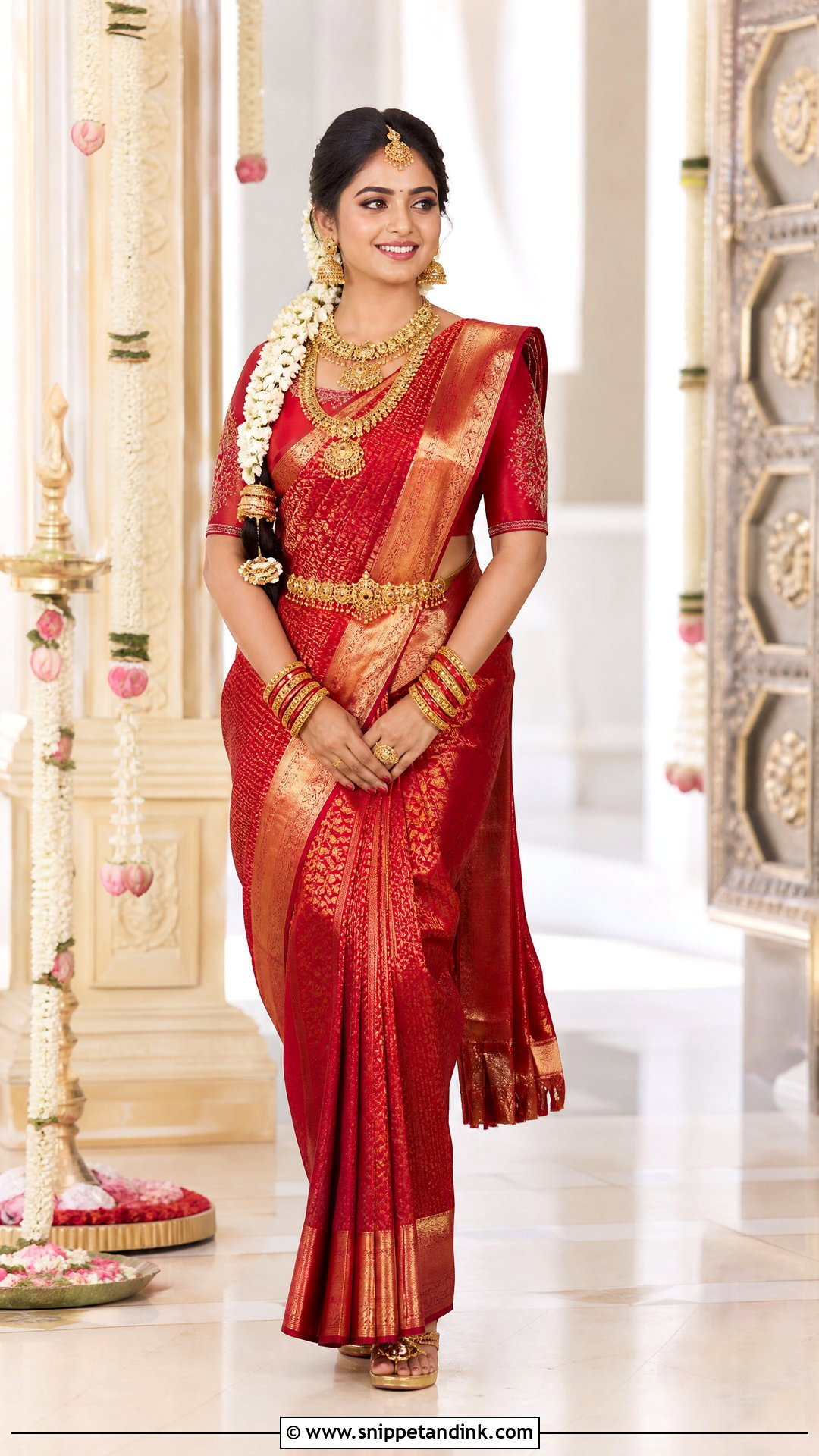 Red Kanjeevaram Bridal Saree - Snippet and Ink - 20 Indian Bridal Photos Wedding Dresses