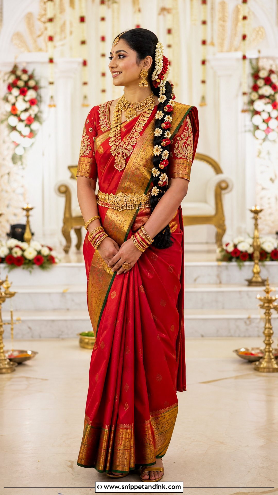 Red Kanjeevaram Bridal Saree - Snippet and Ink - 20 Red Indian Bridal Dress Ideas