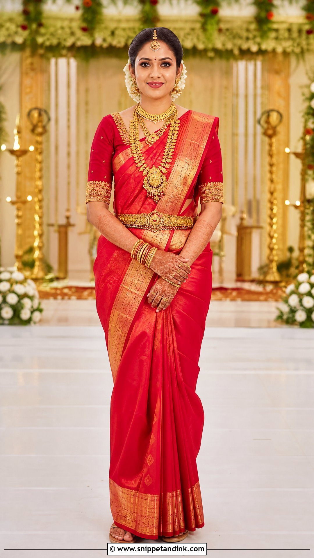 Red Kanjeevaram Bridal Saree - Snippet and Ink - 20 South Indian Bridal Outfits