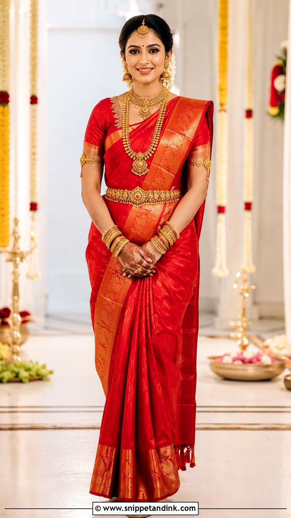 Red Kanjeevaram Bridal Saree - Snippet and Ink - 20 Latest Indian Bridal Dresses