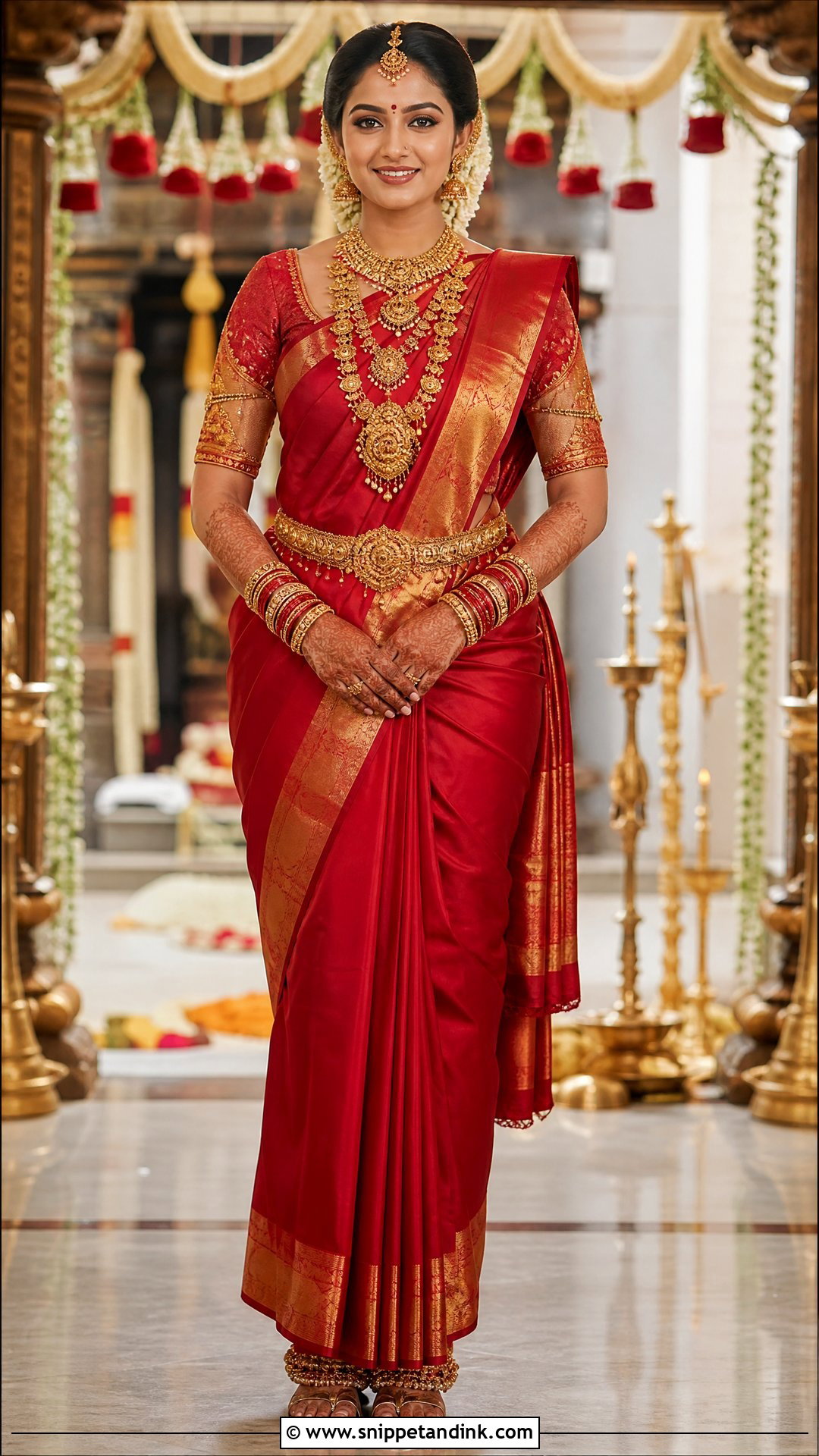 Red Kanjeevaram Bridal Saree - Snippet and Ink - 25 Royal Indian Brides Ideas