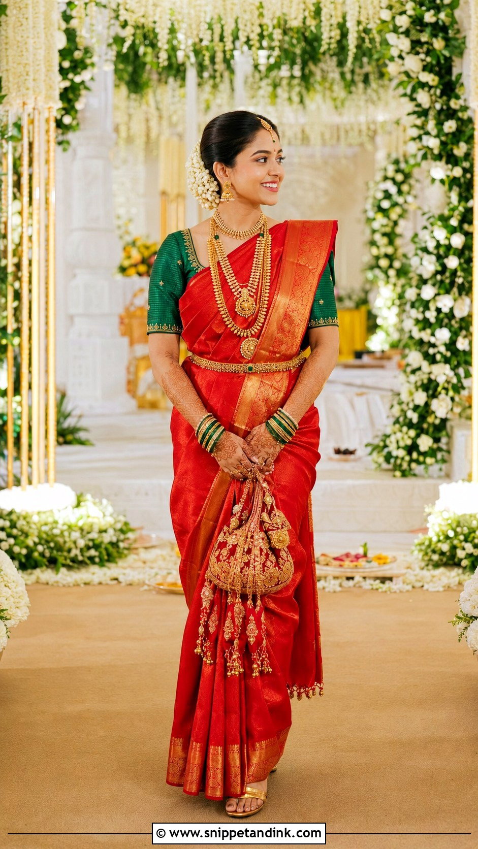 Red Kanjeevaram GSB Konkani Bride - Snippet and Ink - 20 Gsb Konkani Bride Ideas