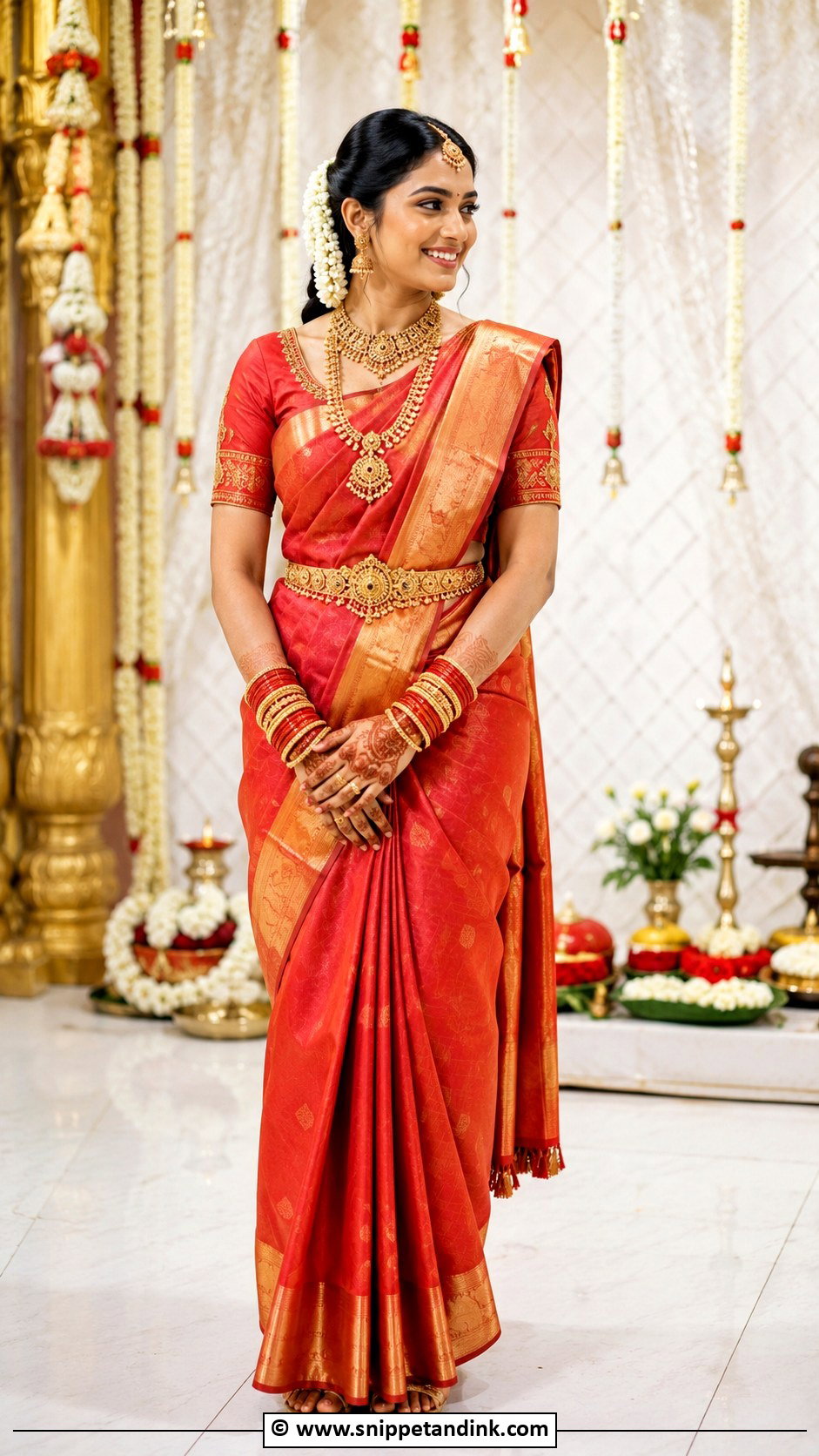 Red Kanjeevaram Saree Bridal Wear - Snippet and Ink - 30 Red Indian Bridal Wear Ideas