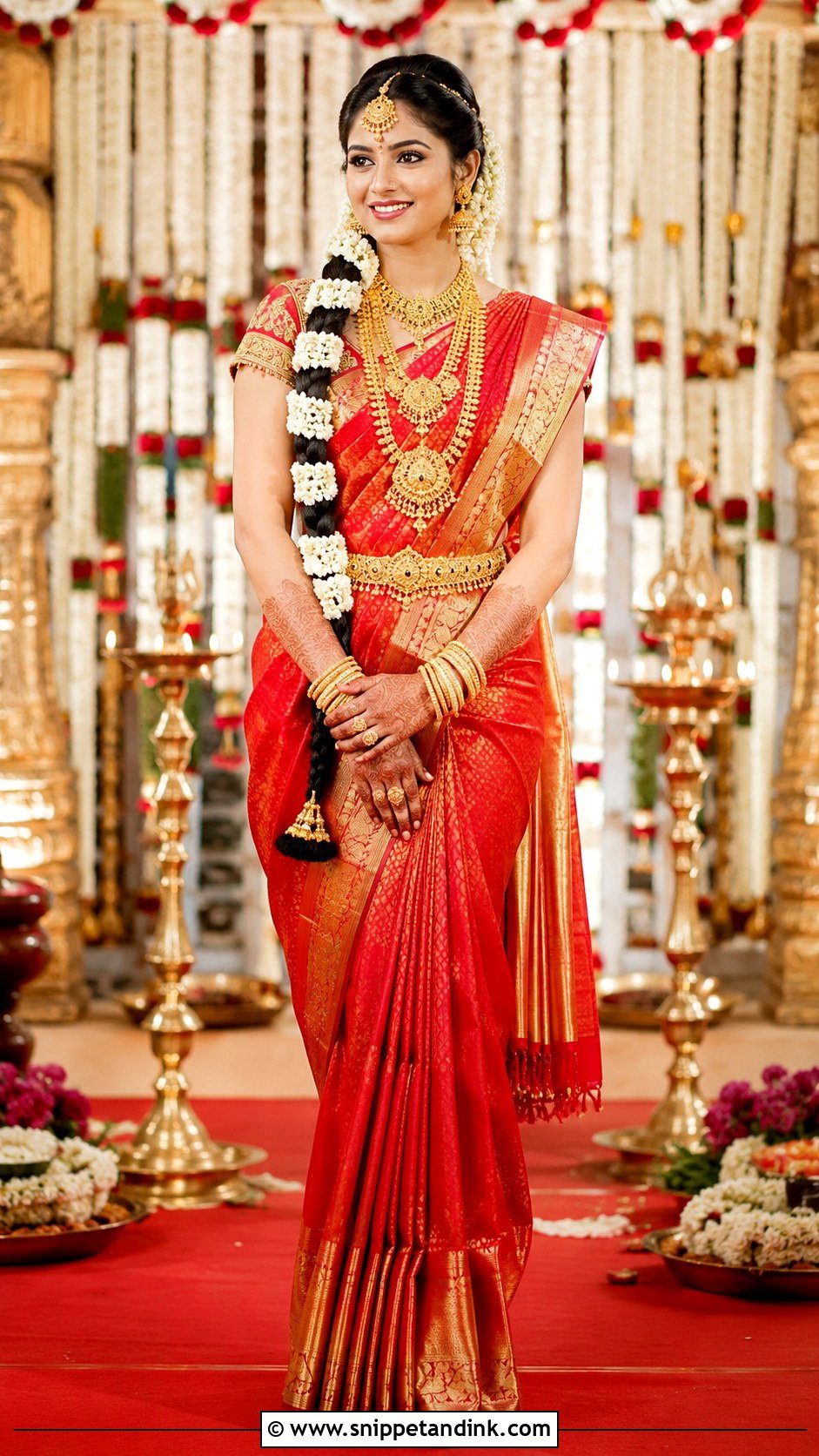 Red Kanjeevaram Telugu Bride - Snippet and Ink - 25 Traditional Telugu Bride Ideas