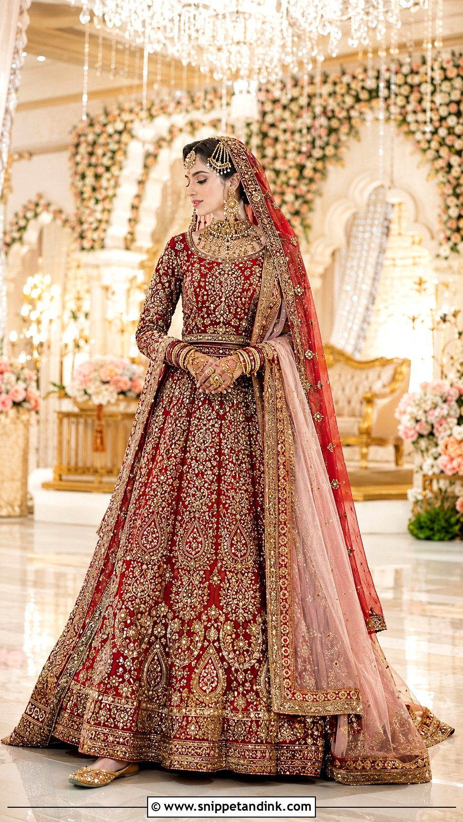Red Kashees Bridal Lehenga - Snippet and Ink - 20 Kashees Bridal Dresses
