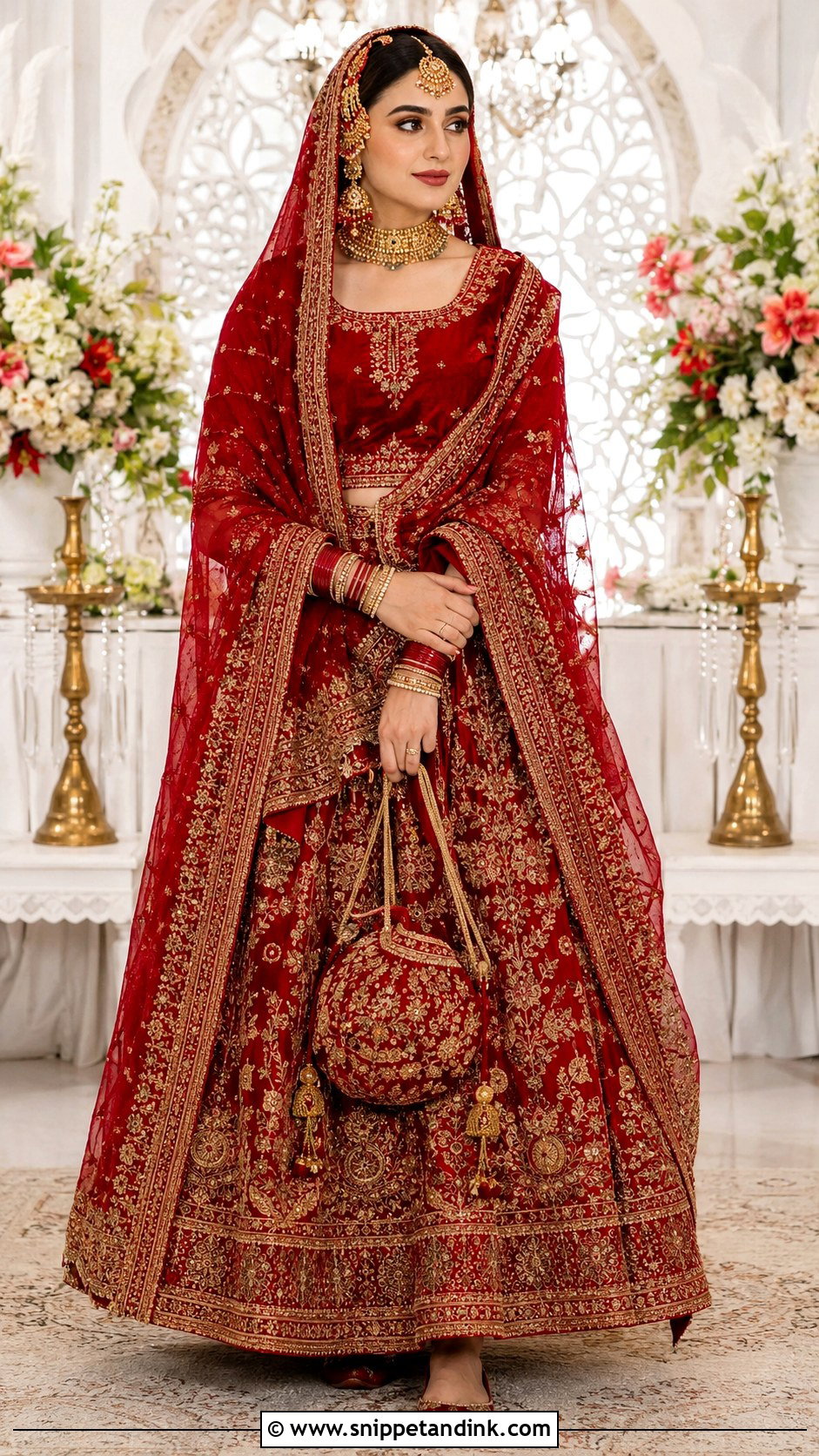 Red Kashmiri Pandit Bridal Lehenga - Snippet and Ink - 20 Kashmiri Pandit Bride Ideas