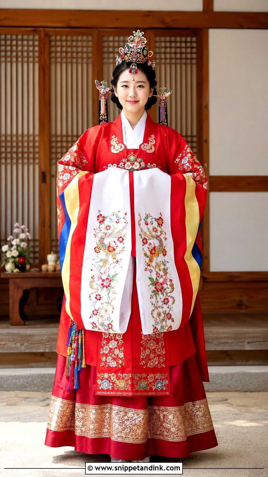 Red Korean Hwarot Wedding Dress - Snippet and Ink - 20 Asian Wedding Dresses
