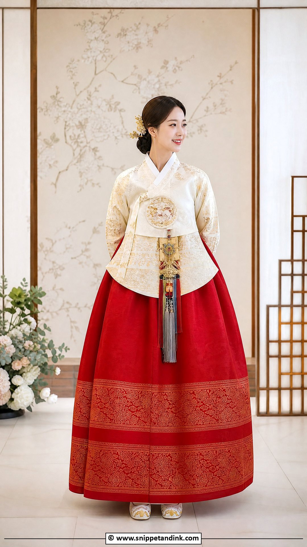 Red Korean Wedding Hanbok - Snippet and Ink - 35 Korean Wedding Dress Ideas