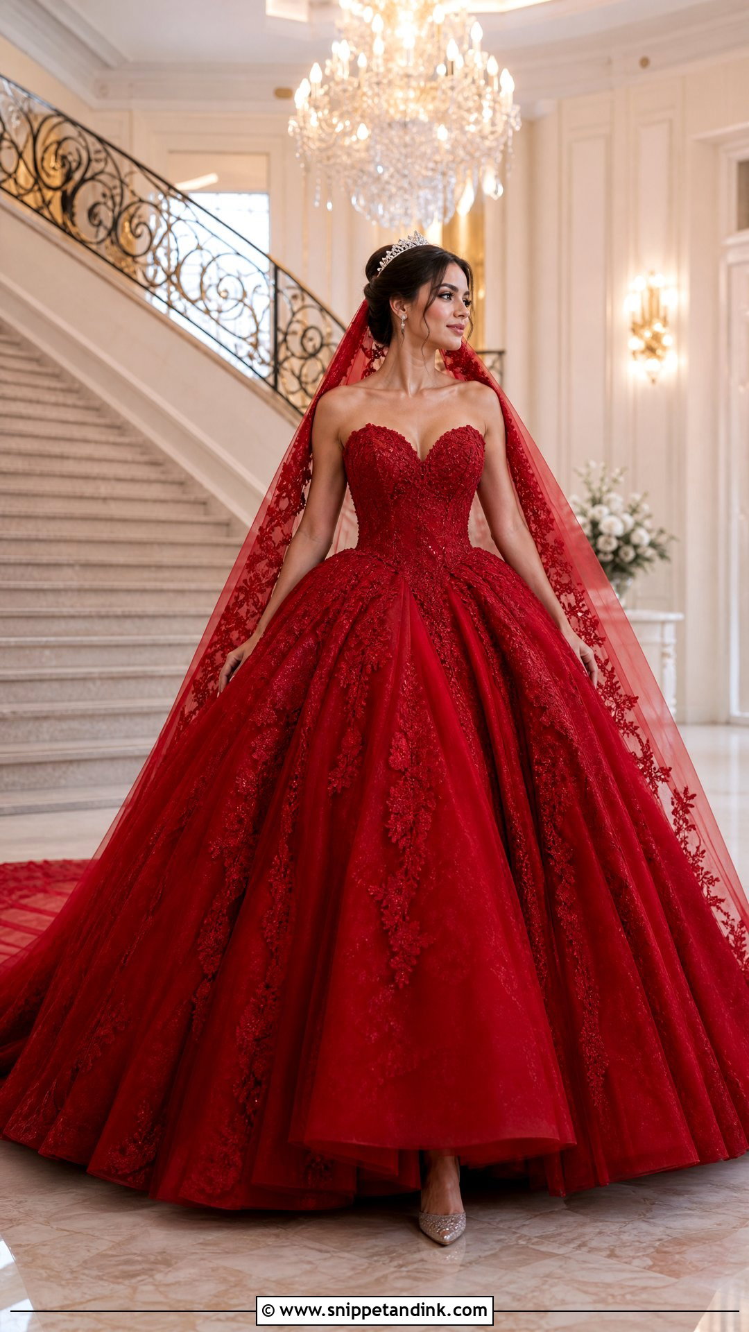 Red Lace Ball Gown Wedding Dress - Snippet and Ink - 20 Red Lace Wedding Dress Ideas