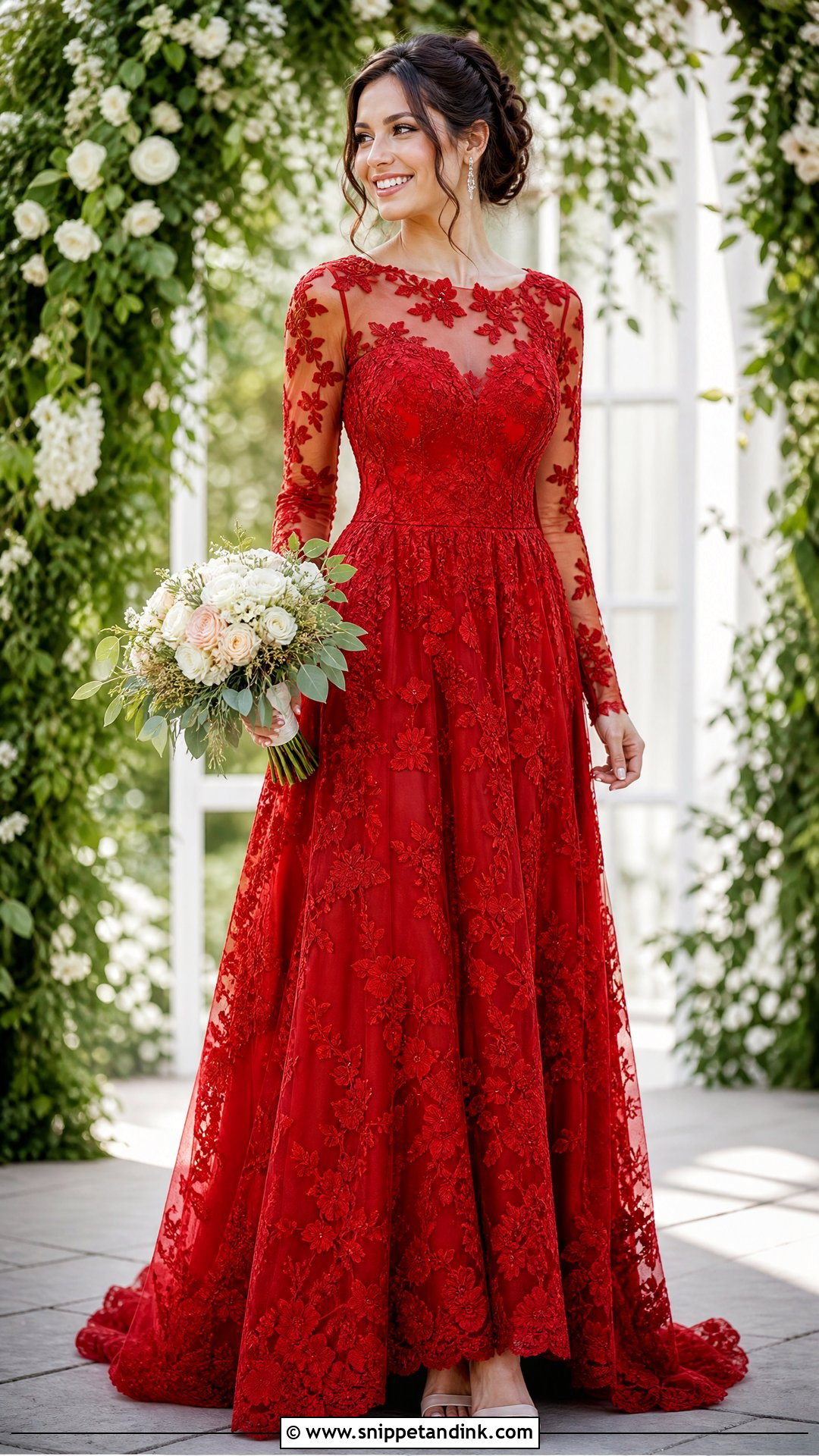Red Lace Bride Dress - Snippet and Ink - 25 Red Bride Dress Ideas