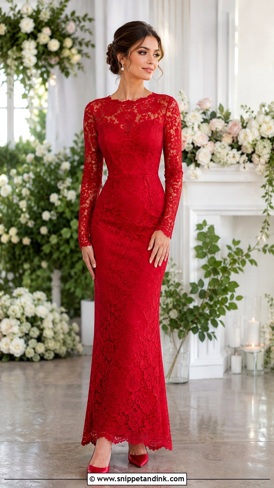 Red Lace Wedding Dress - Snippet and Ink - 25 Red Wedding Dress Ideas