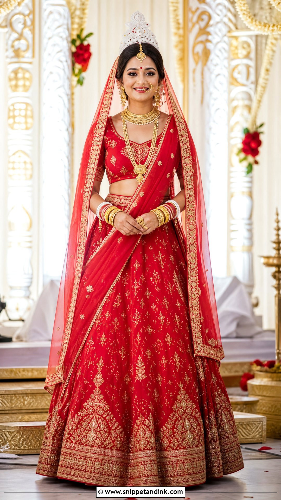 Red Lehenga Bengali Bride Look - Snippet and Ink - 20 Simple Bengali Bride Ideas