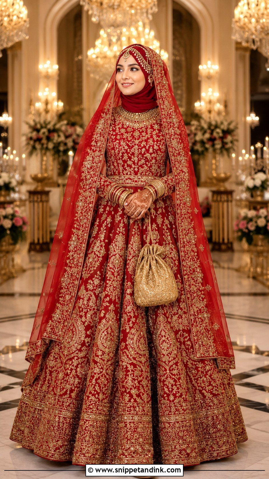 Red Lehenga Desi Hijabi Bride - Snippet and Ink - 20 Desi Hijabi Bride Ideas