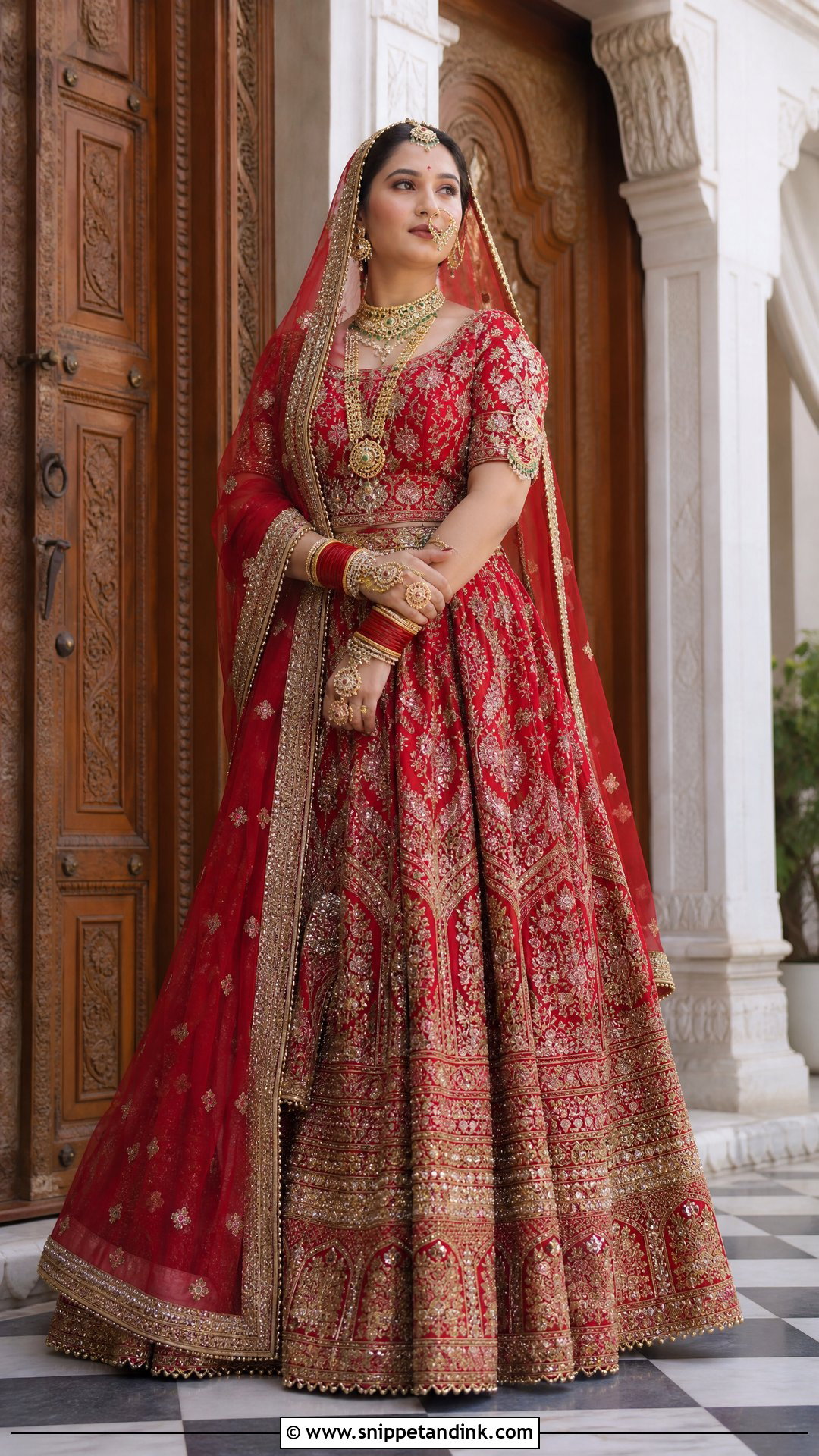 Red Lehenga With Rajputi Jewelry - Snippet and Ink - 20 Rajputana Bride Ideas