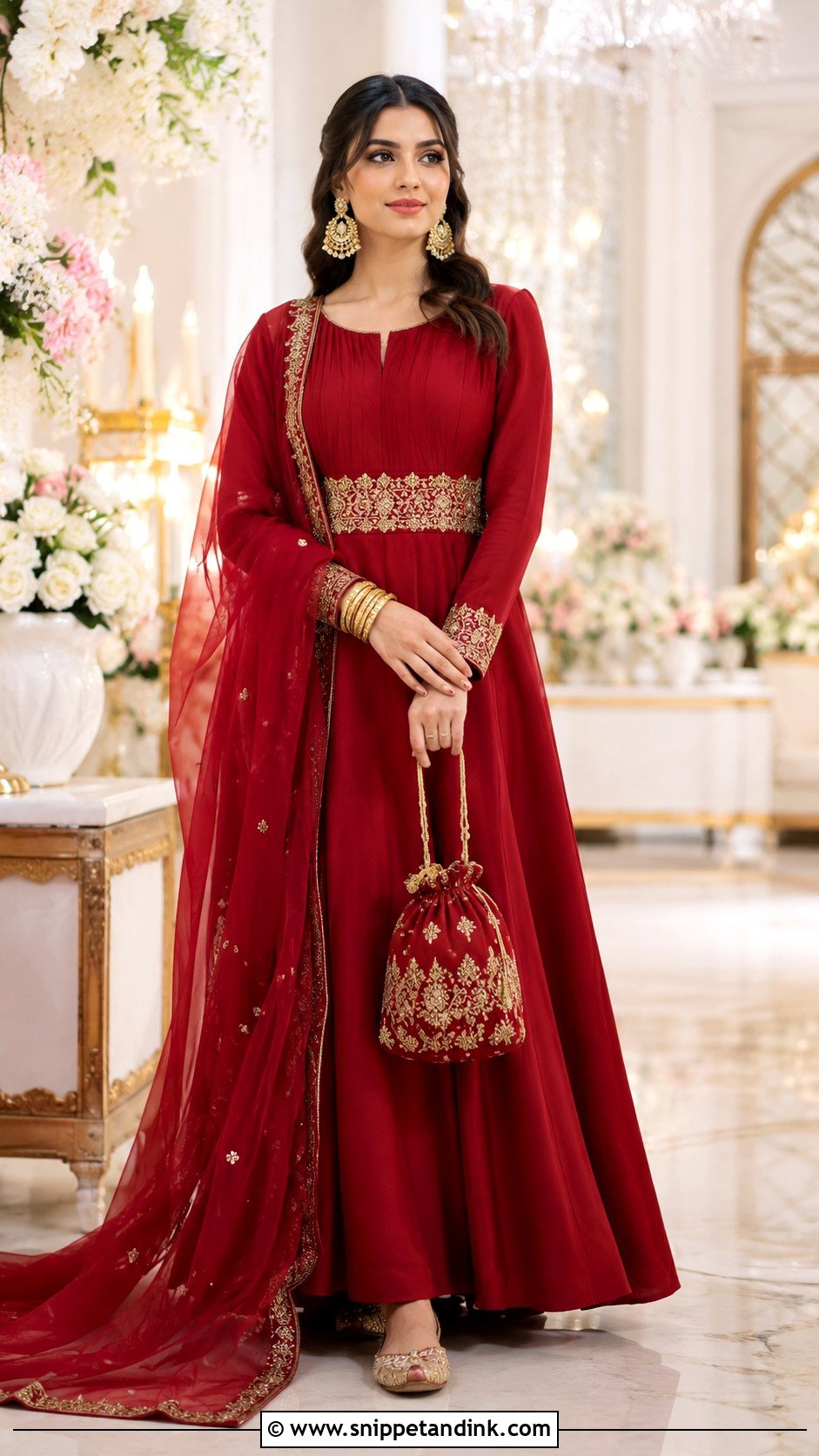 Red Long Gown With Dupatta - Snippet and Ink - 20 Long Gown with Dupatta Ideas