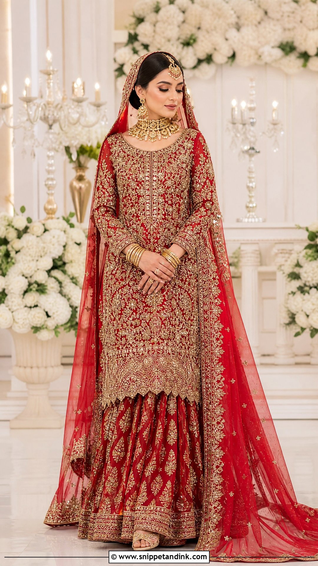 Red Long Shirt With Bridal Lehenga - Snippet and Ink - 25 Pakistani Long Shirt Wedding Dress Ideas