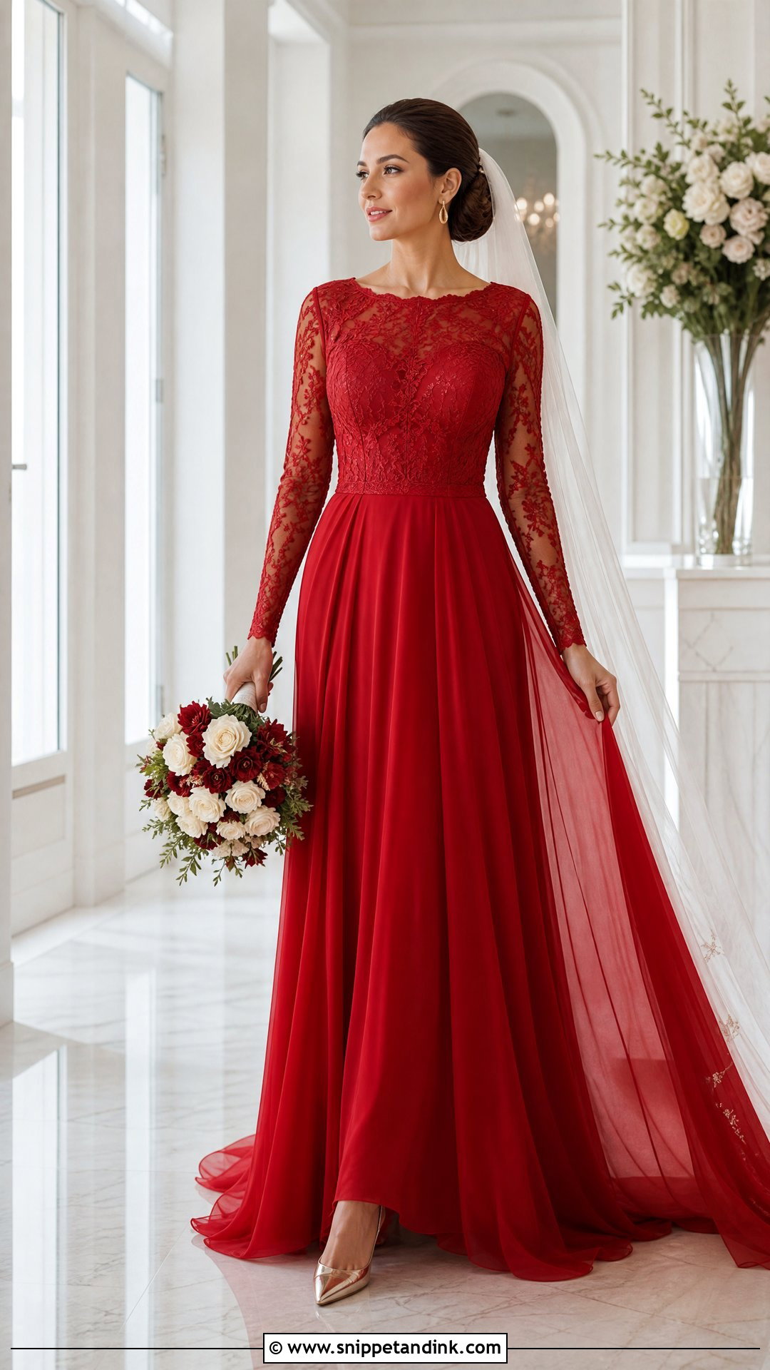 Red Long Sleeve Wedding Dress - Snippet and Ink - 20 Red Wedding Dress Outfit Ideas