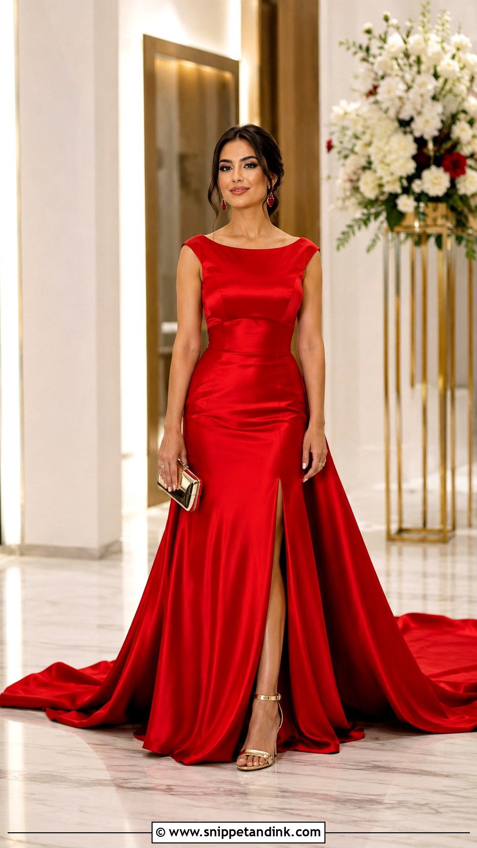 Red Long Trail Engagement Gown - Snippet and Ink - 20 Long Trail Gown Ideas