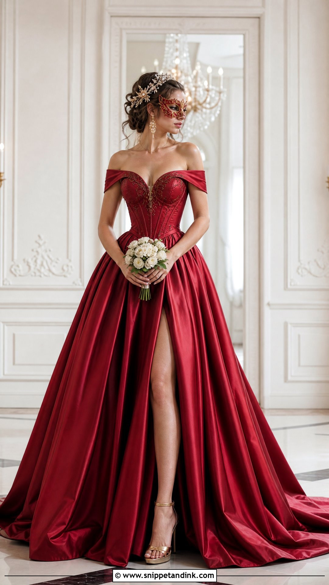 Red Masquerade Wedding Dress - Snippet and Ink - 20 Phantom of the Opera Wedding Dress Ideas