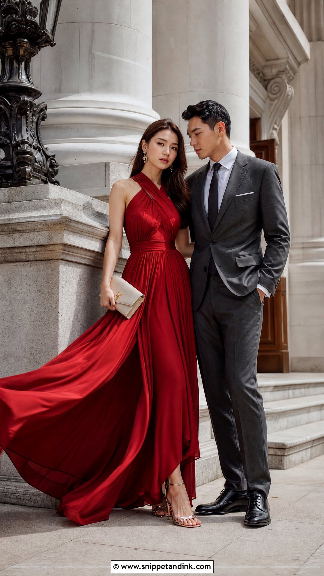 Red Maxi Dress Prenup Outfit - Snippet and Ink - 25 Pre Nup Outfit Ideas