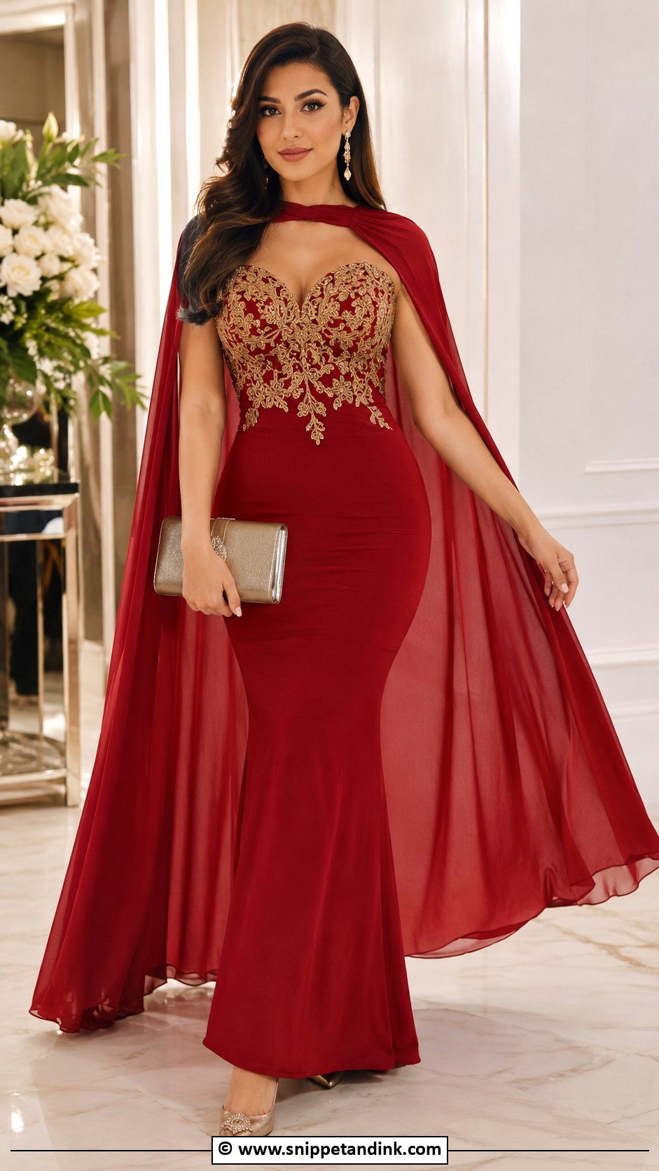 Red Mermaid Henna Night Gown - Snippet and Ink - 30 Henna Night Dress Ideas