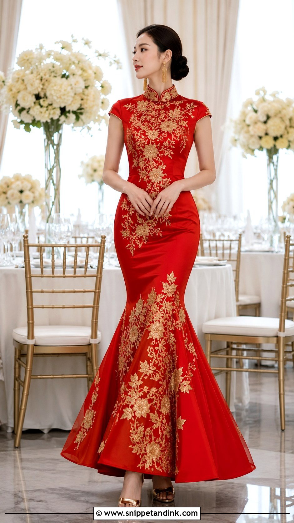 Red Mermaid Qipao Wedding Dress - Snippet and Ink - 20 China Wedding Dress Ideas