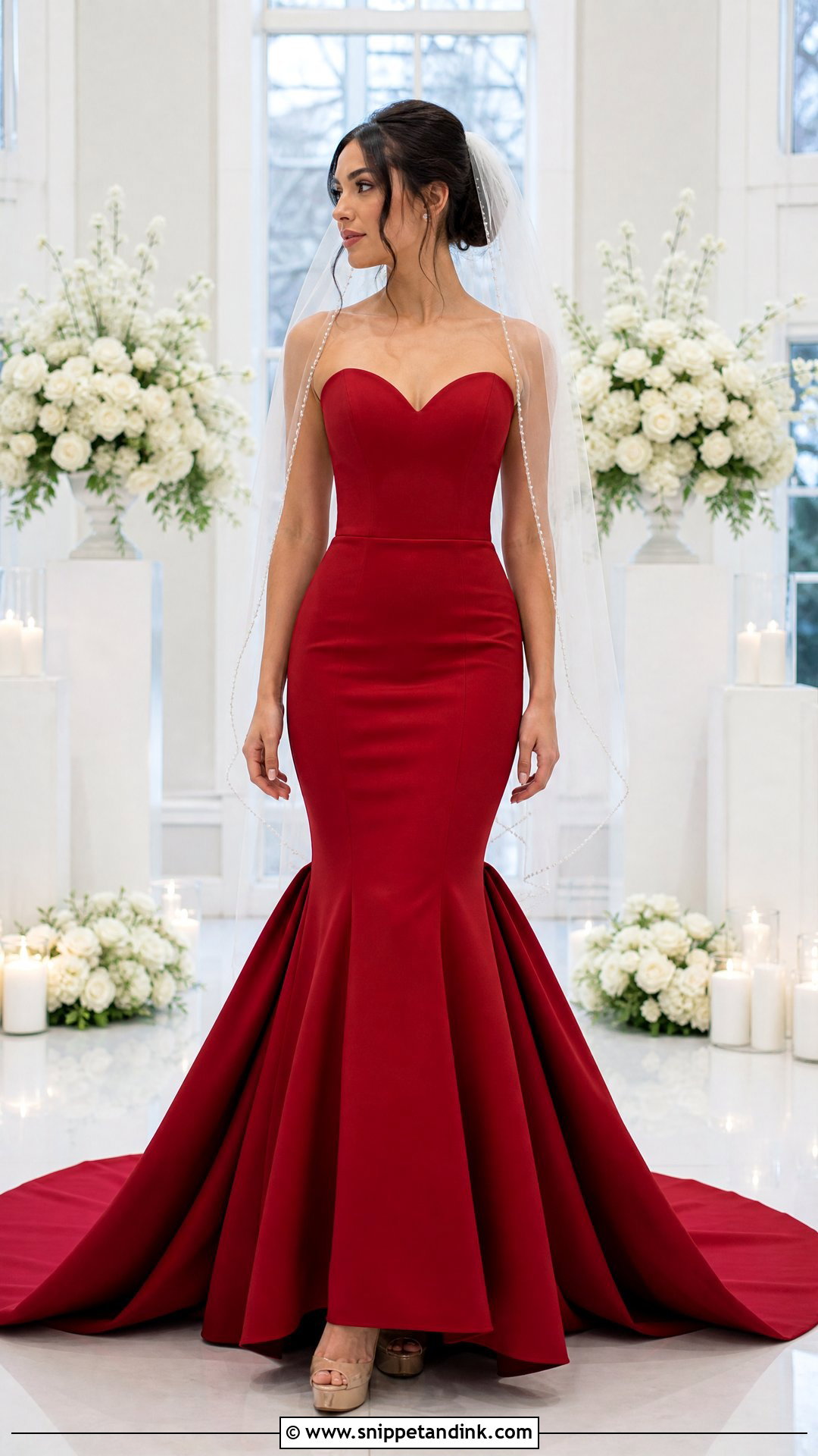 Red Mermaid Wedding Gown - Snippet and Ink - 20 Red Wedding Gown Ideas