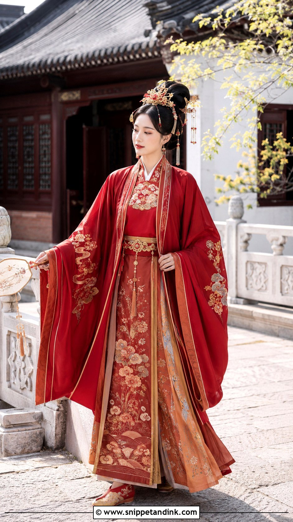 Red Ming Dynasty Hanfu Bridal Dress - Snippet and Ink - 20 Chinese Bridal Dress Ideas