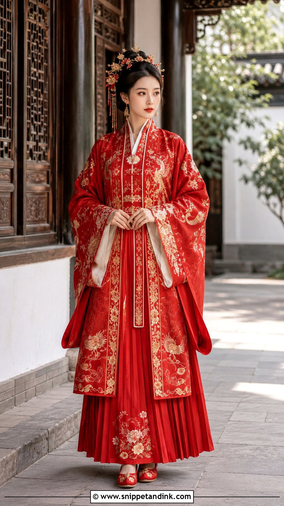 Red Ming Inspired Hanfu Wedding Dress - Snippet and Ink - 20 Red Chinese Wedding Dress Ideas