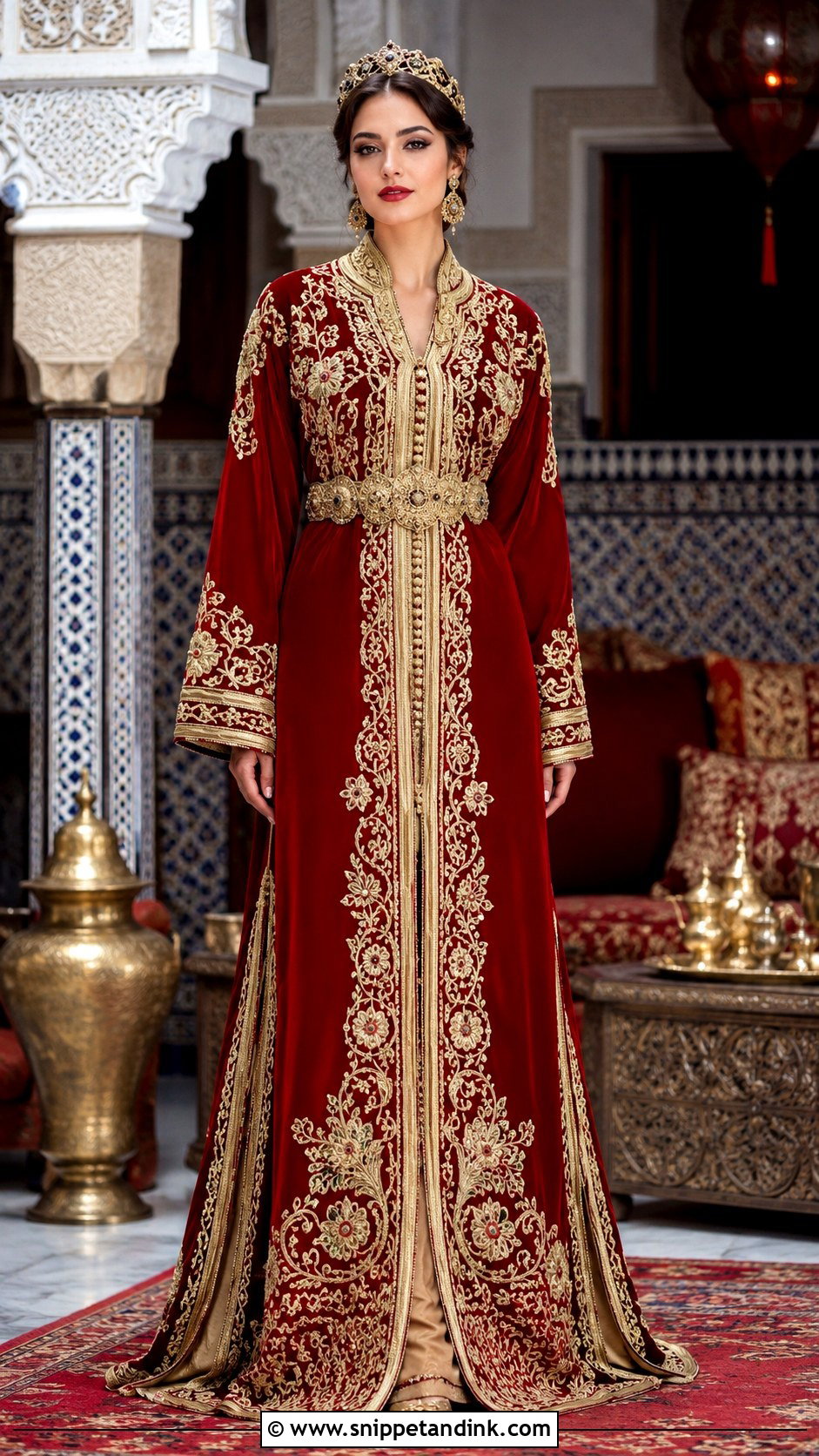 Red Moroccan Fassi Wedding Dress - Snippet and Ink - 20 Moroccan Wedding Dresses