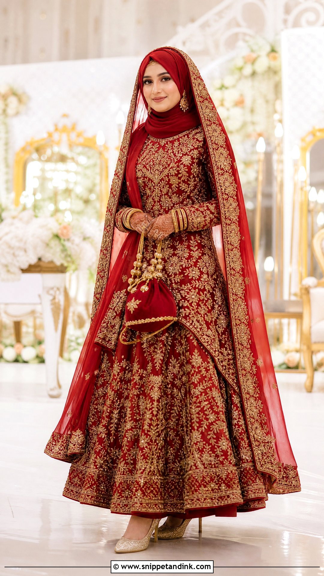 Red Muslim Bridal Lehenga - Snippet and Ink - 25 Islamic Bridal Dress Ideas