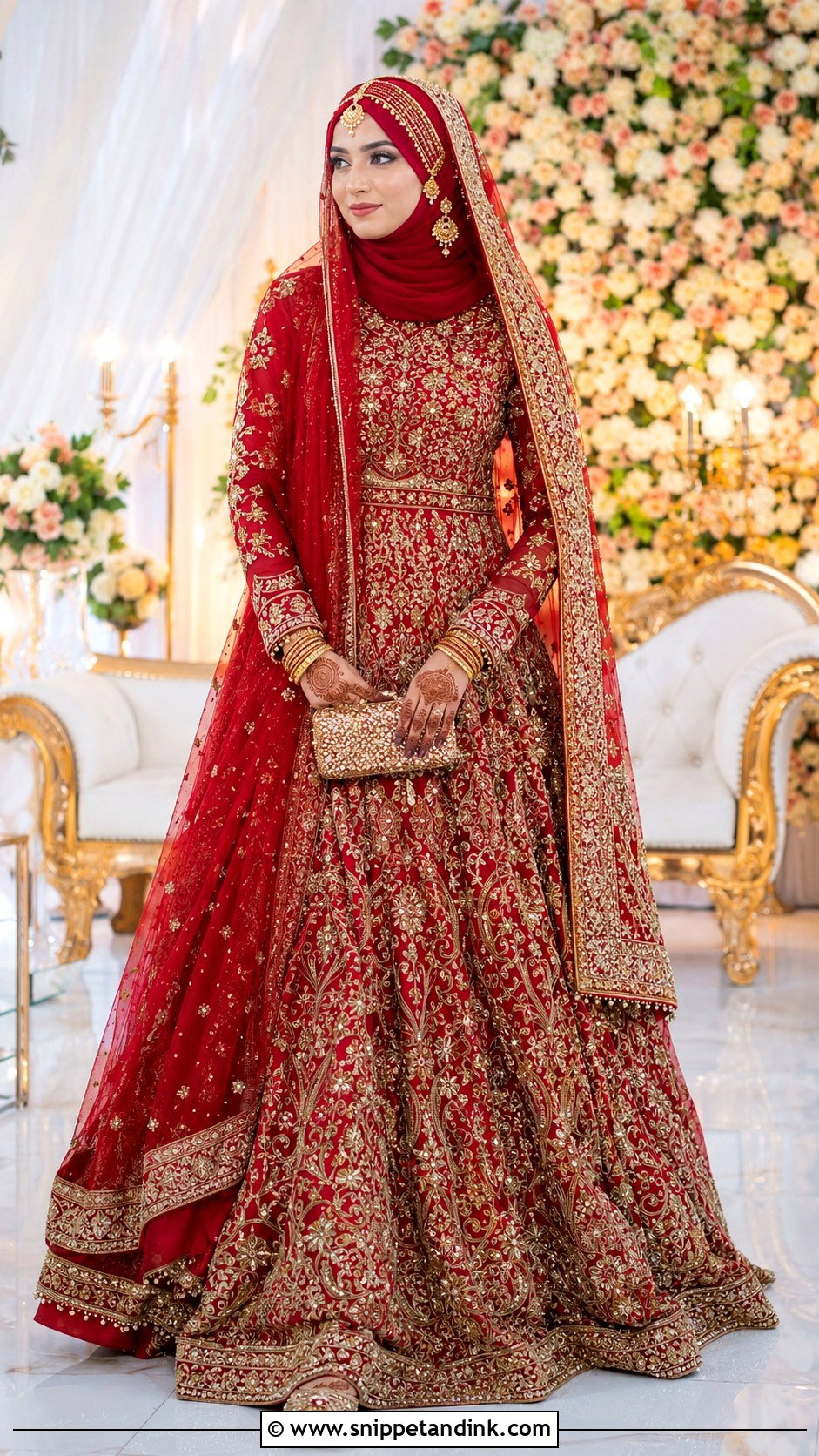 Red Muslim Bridal Lehenga - Snippet and Ink - 20 Bridal Muslim Dresses