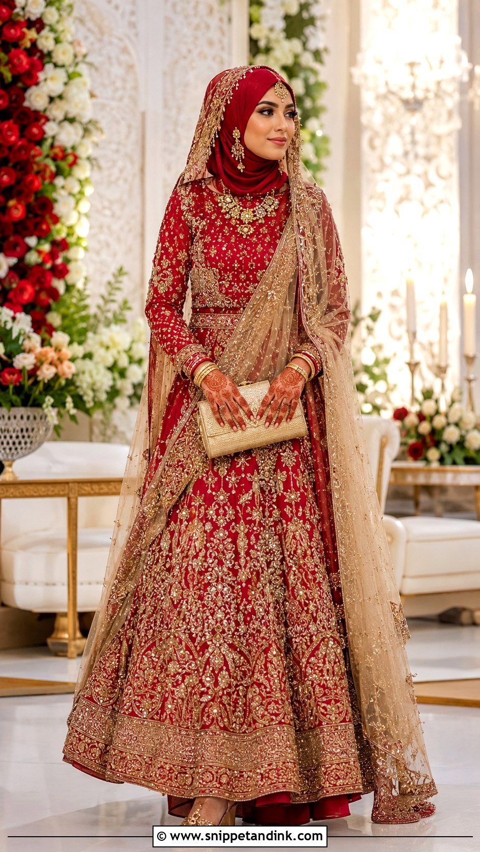 Red Muslim Bridal Lehenga - Snippet and Ink - 30 Muslim Bridal Dress Ideas