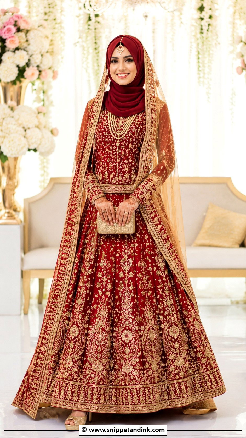 Red Muslim Wedding Dress - Snippet and Ink - 30 Muslim Wedding Dresses