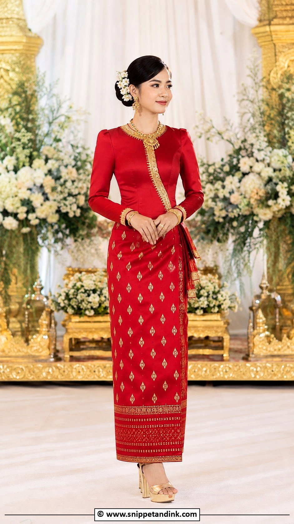 Red Myanmar Wedding Dress - Snippet and Ink - 25 Myanmar Wedding Dress Ideas