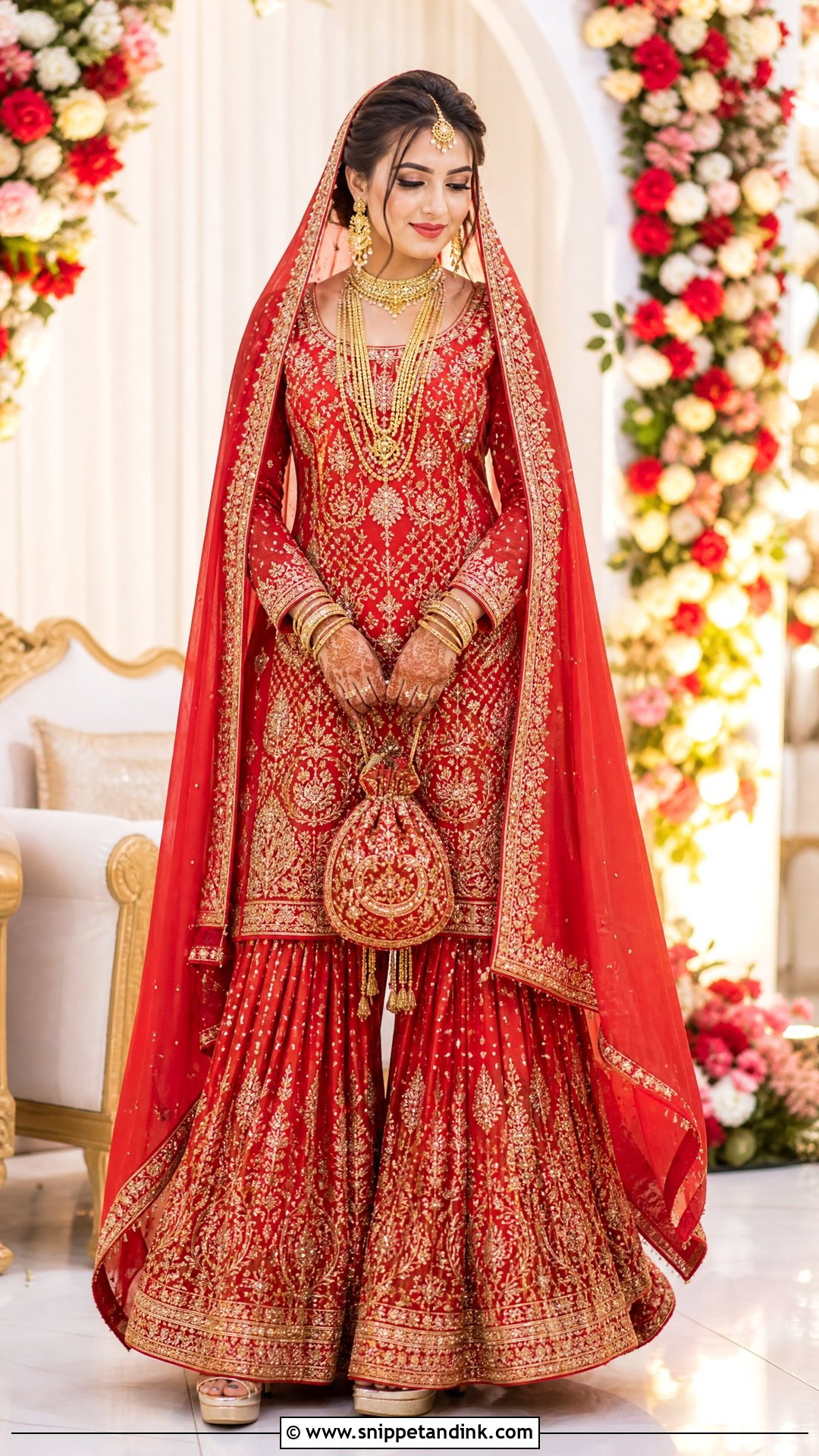 Red Nepali Bridal Sharara Set - Snippet and Ink - 25 Nepali Wedding Dress Ideas