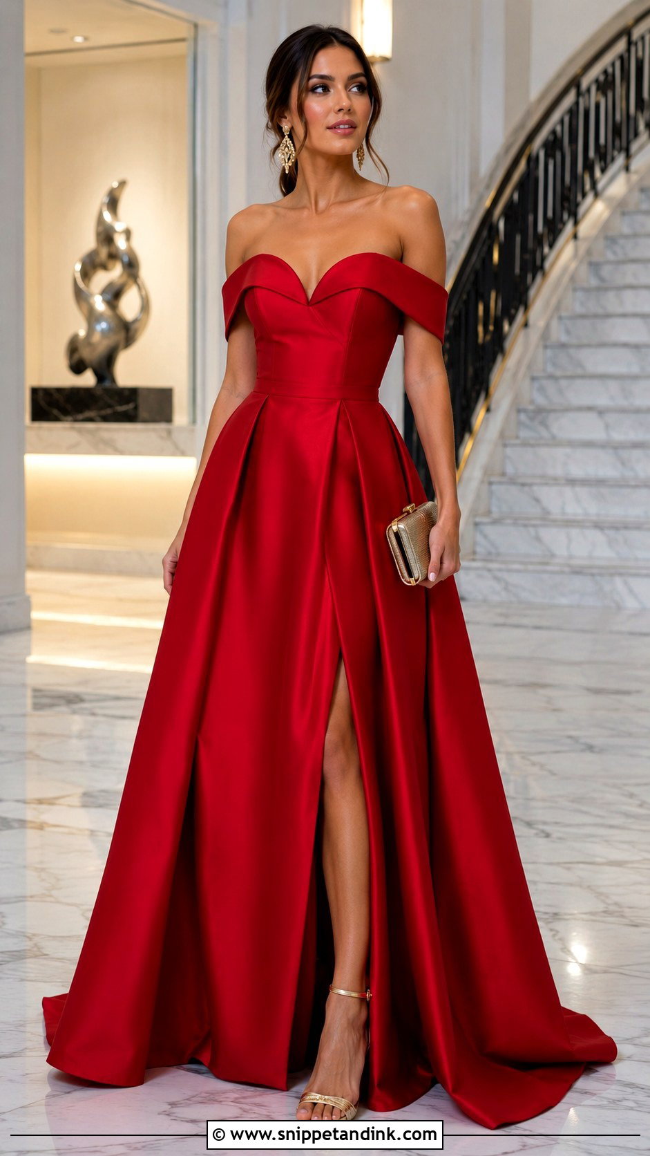Red Off Shoulder Empress Gown - Snippet and Ink - 20 Empress Dress Gowns