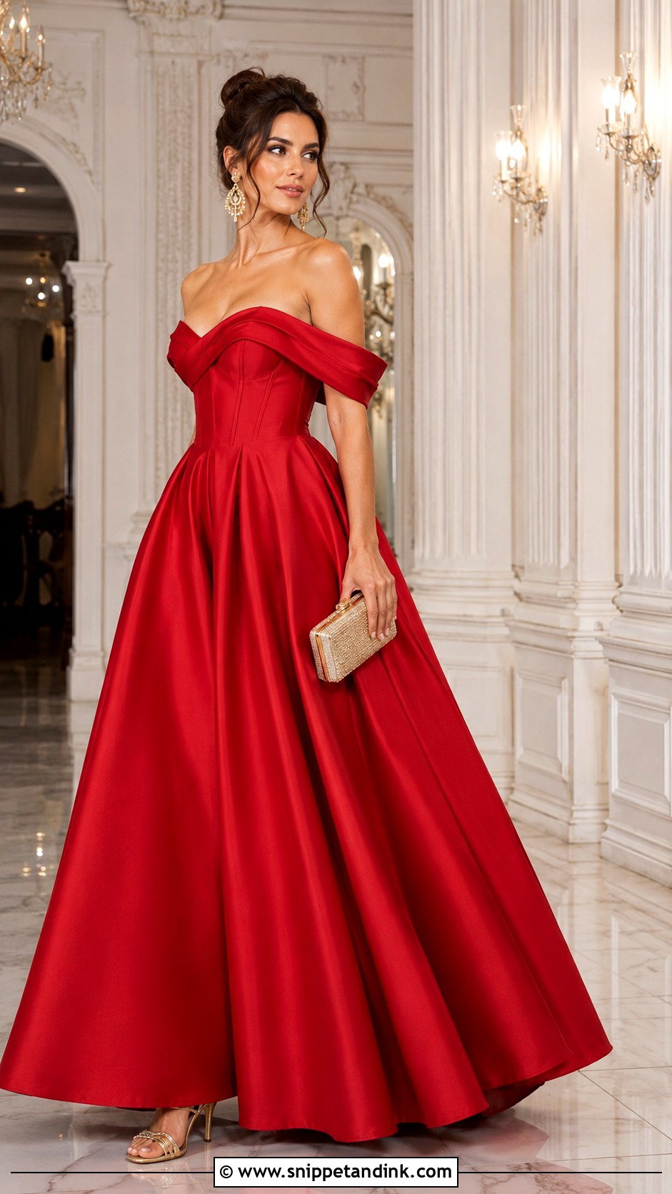 Red Off Shoulder Grand Ball Gown - Snippet and Ink - 20 Grand Ball Gown Ideas