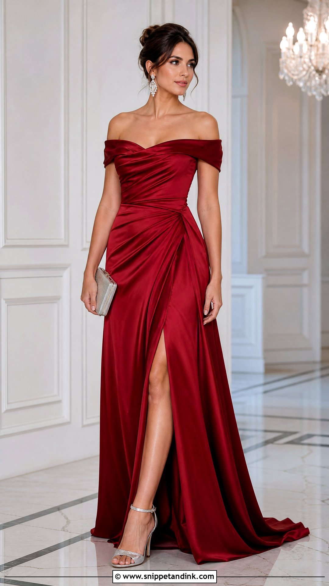Red Off the Shoulder Gown for Wedding - Snippet and Ink - 20 Red Dresses for Wedding