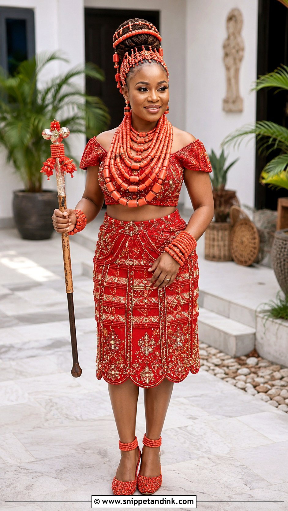Red Ofod Ukod Anwang Calabar Attire - Snippet and Ink - 20 Calabar Traditional Attire Ideas