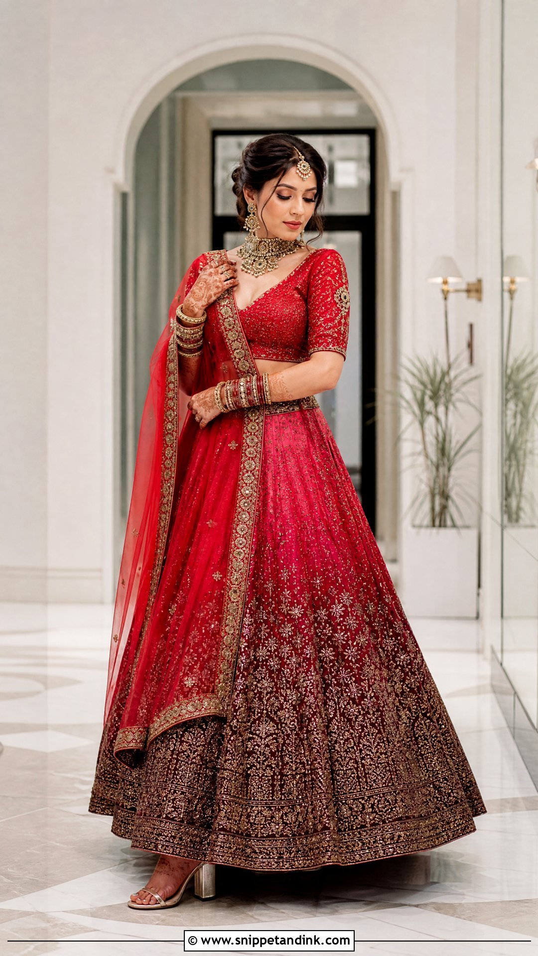 Red Ombre Bridal Lehenga - Snippet and Ink - 20 Red Indian Bridal Dress Ideas