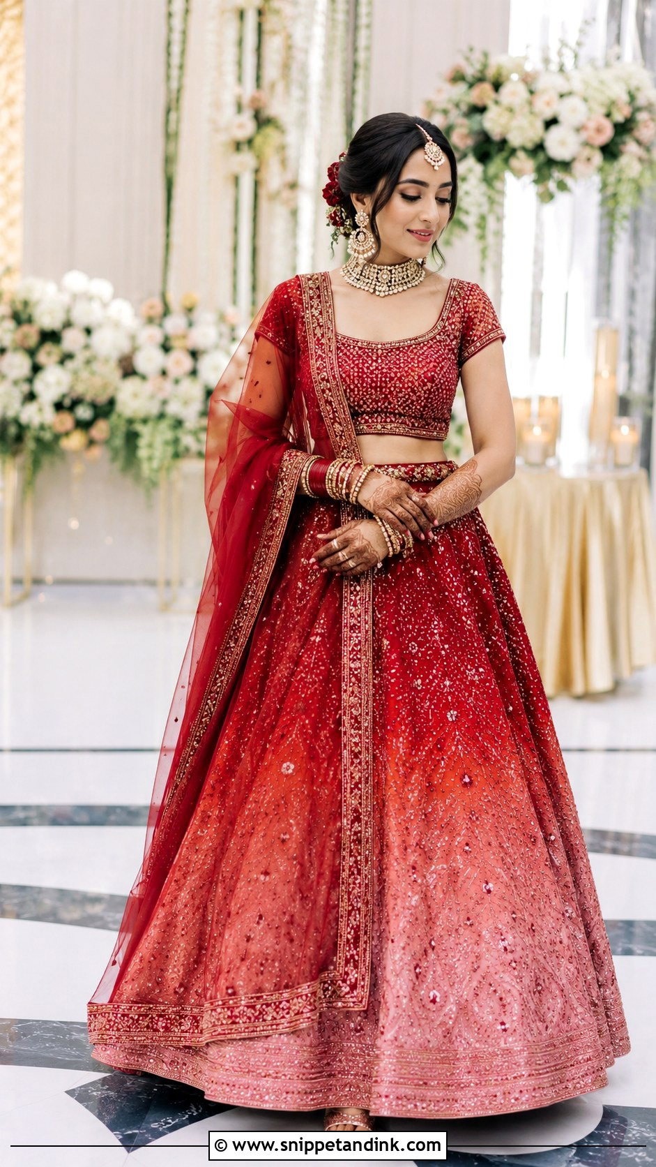 Red Ombre Bridal Lehenga - Snippet and Ink - 25 Red Lehanga Bridal Outfits
