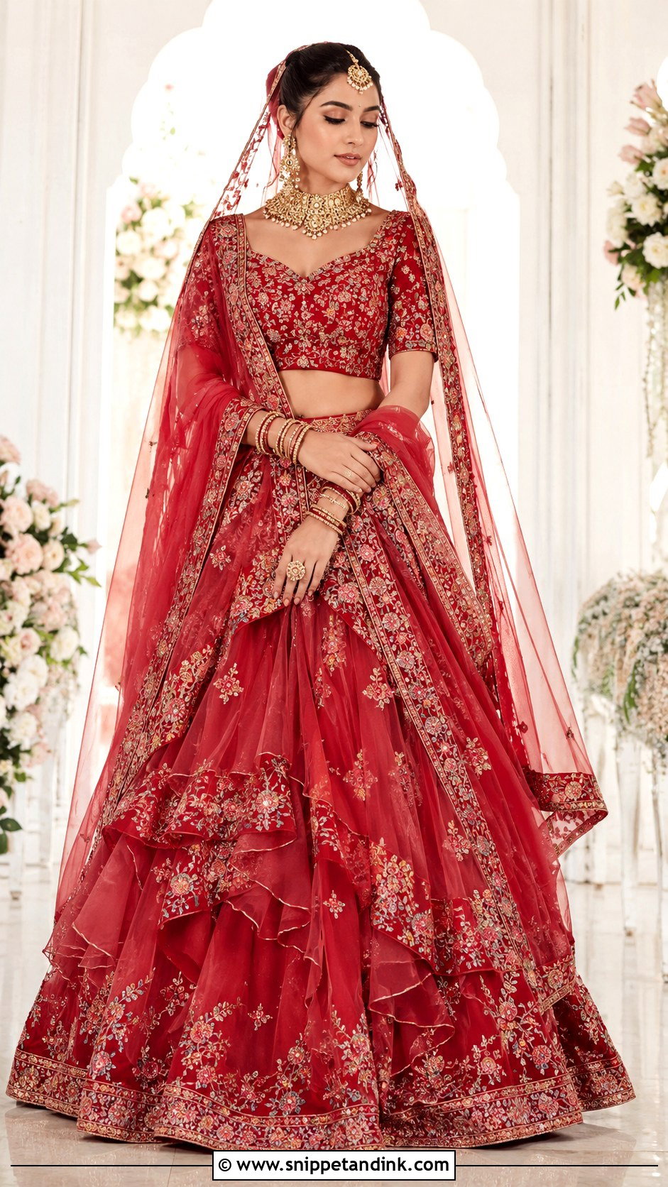 Red Organza Lehenga Bridal Dress for Barat - Snippet and Ink - 20 Bridal Dress for Barat Ideas
