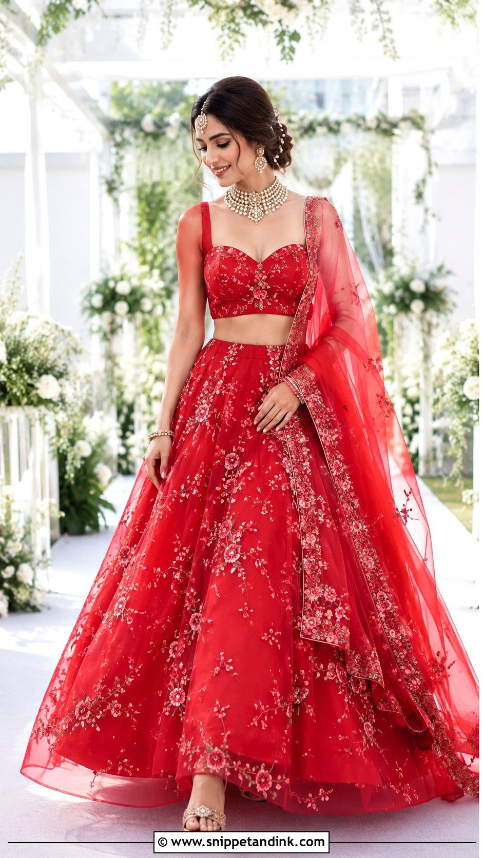 Red Organza Lehenga - Snippet and Ink - 25 Red Indian Wedding Dress Ideas