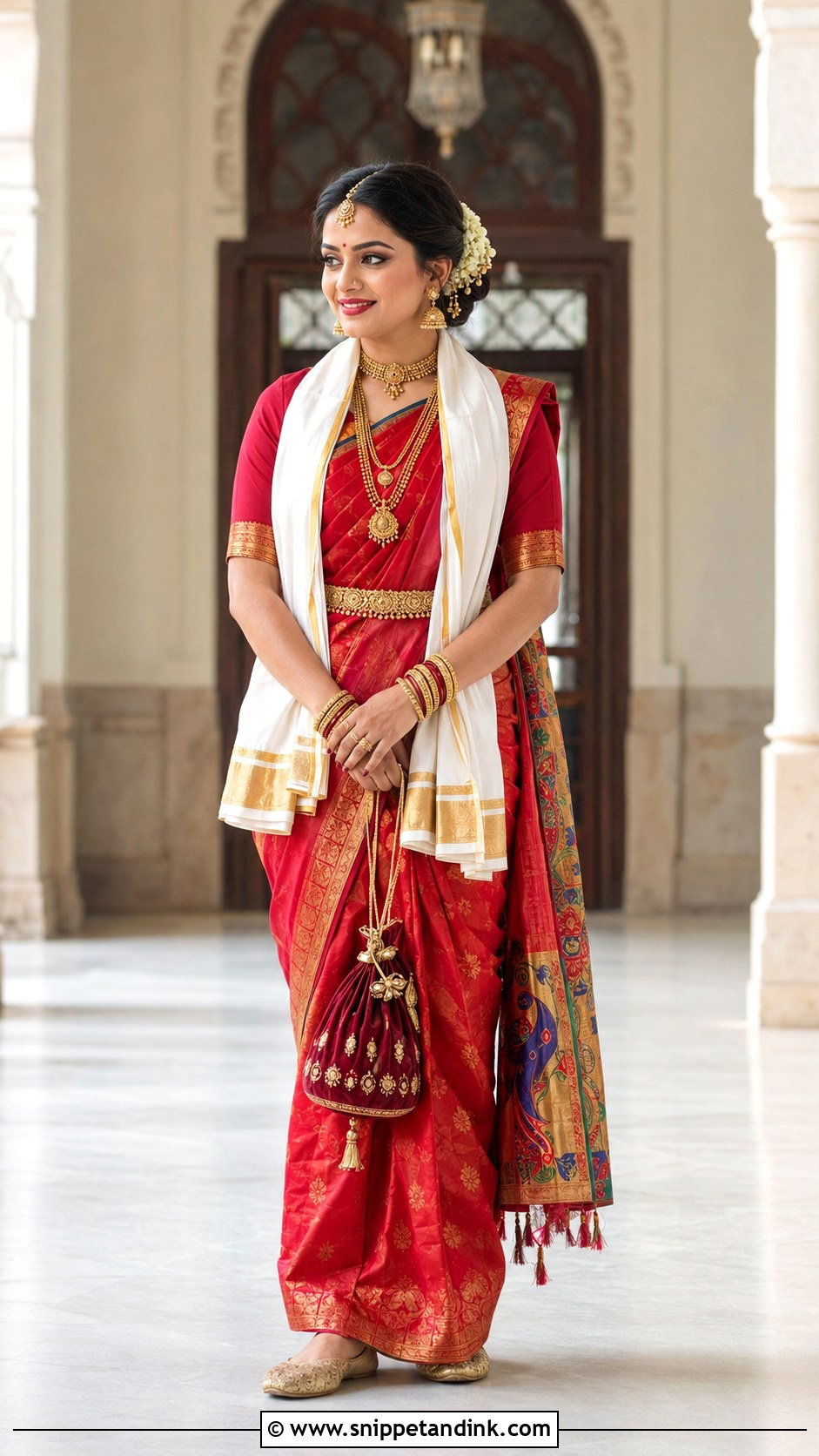 Red Paithani GSB Konkani Bride - Snippet and Ink - 20 Gsb Konkani Bride Ideas