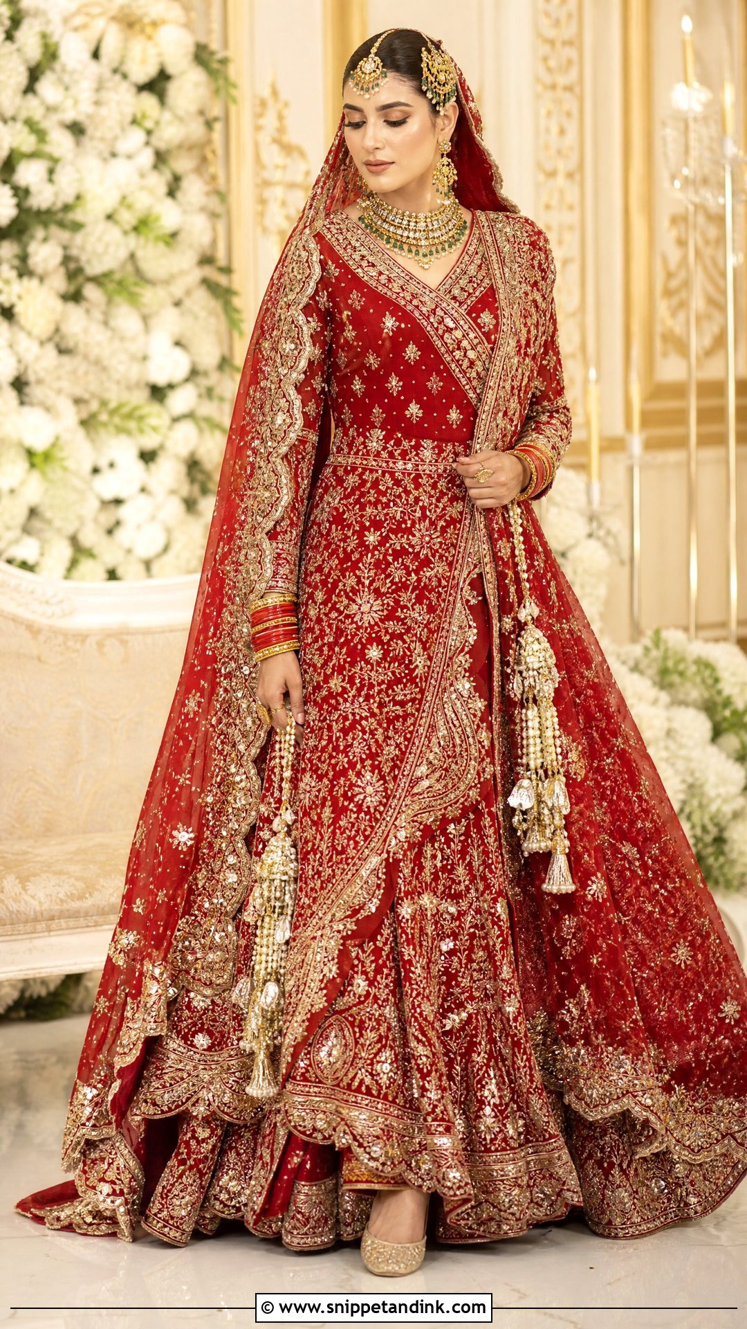 Red Pakistani Barat Bridal Angrakha And Farshi Lehenga - Snippet and Ink - 20 Pakistani Barat Bridal Dress Ideas
